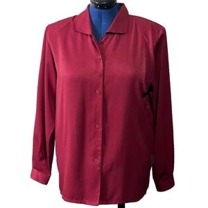 St Michael’s Marks & Spencer Plum Button Down Long Sleeves  Blouse UK 14 US 12
